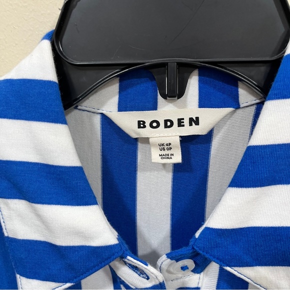 Boden Libby Jersey Midi Shirt Dress size 0 petite blue & white striped button - Picture 4 of 10